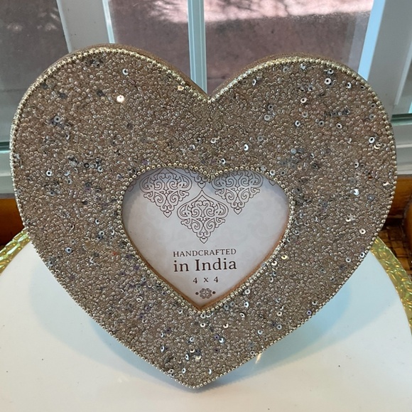 Beaded Sequined Heart Picture Frame - Picture 1 of 4